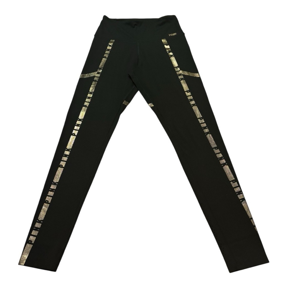Pink Black Leggings with Gold Accents - Picture 2 of 9